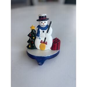 Lillian Vernon LV Vintage Snowman Iron Christmas Stocking Holder Mantle Hook